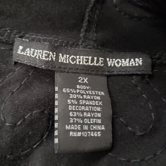 Lauren Michelle Womans Open Front Embroidered Cardigan Size 2X Black Artsy Layer - Picture 3 of 9